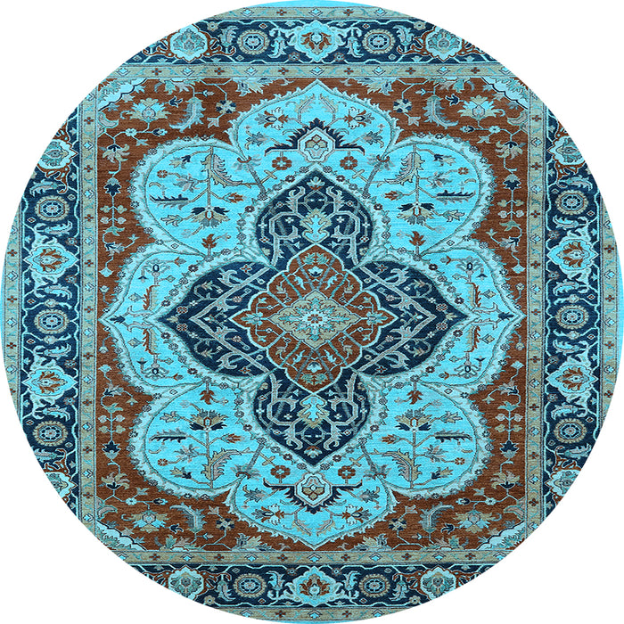 Round Oriental Light Blue Industrial Rug, urb1129lblu