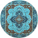 Round Oriental Light Blue Industrial Rug, urb1129lblu