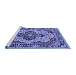 Sideview of Machine Washable Oriental Blue Industrial Rug, wshurb1129blu