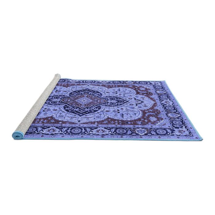Sideview of Machine Washable Oriental Blue Industrial Rug, wshurb1129blu