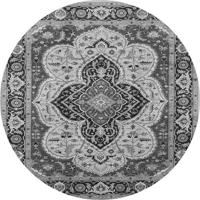 Round Oriental Gray Industrial Rug, urb1129gry