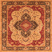 Square Machine Washable Oriental Orange Industrial Area Rugs, wshurb1129org