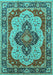 Machine Washable Oriental Turquoise Industrial Area Rugs, wshurb1129turq