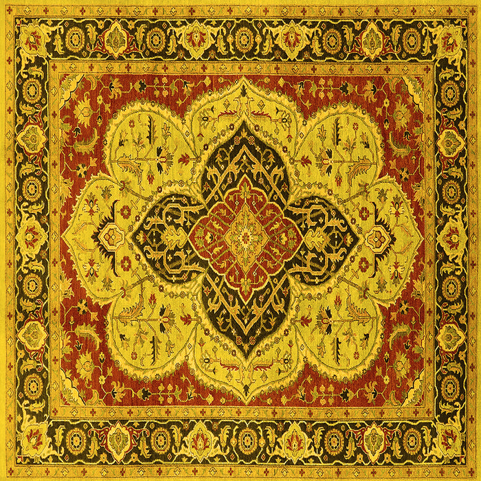 Square Oriental Yellow Industrial Rug, urb1129yw
