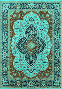 Oriental Turquoise Industrial Rug, urb1129turq