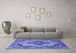 Machine Washable Oriental Blue Industrial Rug in a Living Room, wshurb1129blu