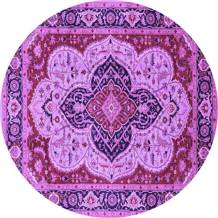Round Oriental Purple Industrial Rug, urb1129pur