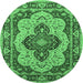 Round Oriental Emerald Green Industrial Rug, urb1129emgrn