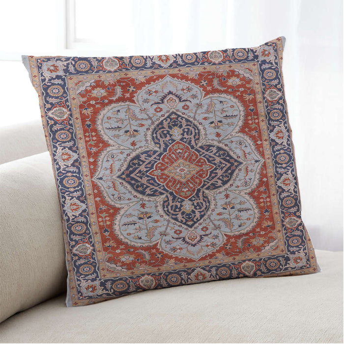 Lifestyle Image of Mid-Century Modern Urban Square Chestnut Brown Throw Pillow, 18 inch by 18 inch, pwurb1129