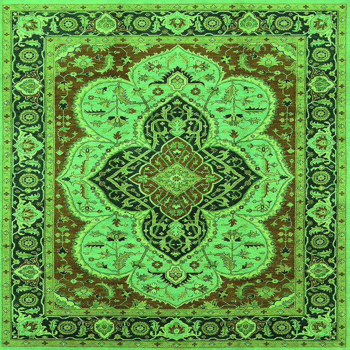 Square Oriental Green Industrial Rug, urb1129grn
