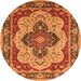 Round Machine Washable Oriental Orange Industrial Area Rugs, wshurb1129org