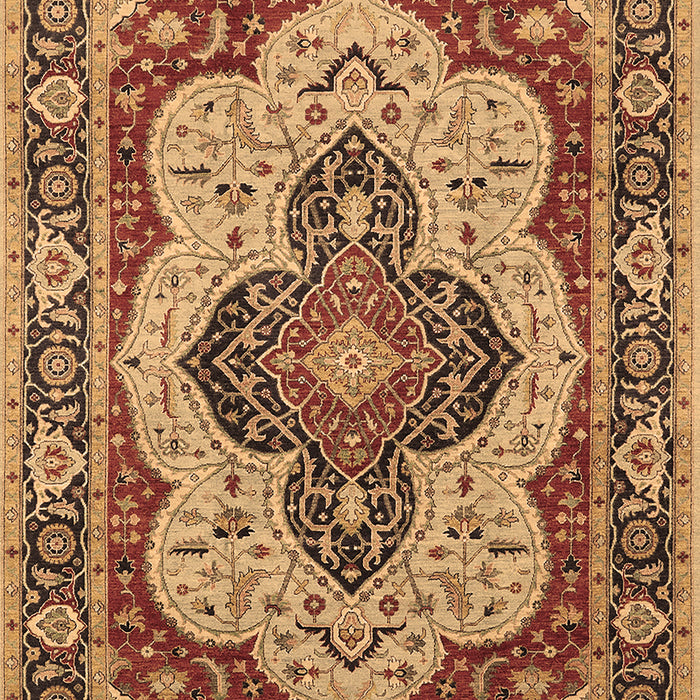 Machine Washable Oriental Brown Industrial Rug, wshurb1129brn
