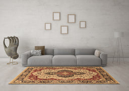Machine Washable Oriental Brown Industrial Rug in a Living Room,, wshurb1129brn