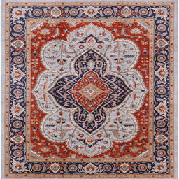 Square Mid-Century Modern Chestnut Brown Oriental Rug, urb1129