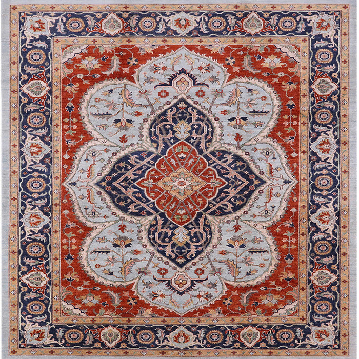 Square Mid-Century Modern Chestnut Brown Oriental Rug, urb1129