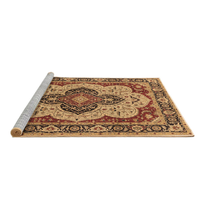 Sideview of Machine Washable Oriental Brown Industrial Rug, wshurb1129brn