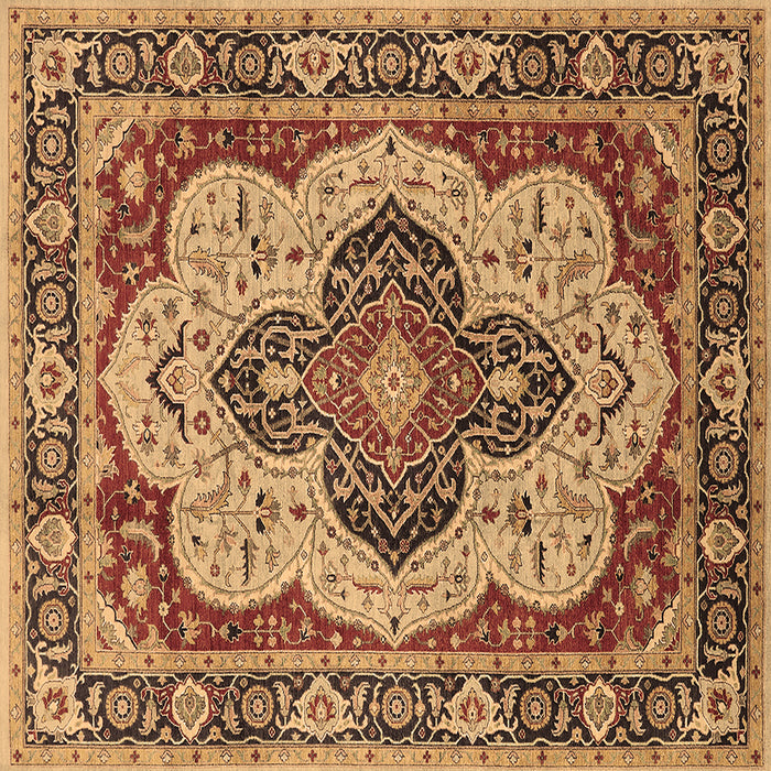 Square Machine Washable Oriental Brown Industrial Rug, wshurb1129brn