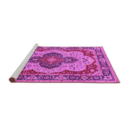Sideview of Machine Washable Oriental Pink Industrial Rug, wshurb1129pnk