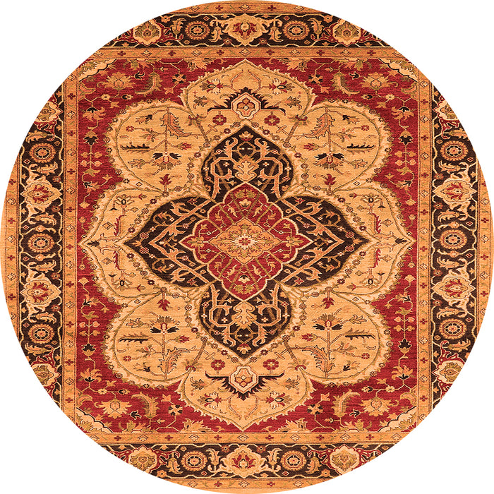 Round Oriental Orange Industrial Rug, urb1129org