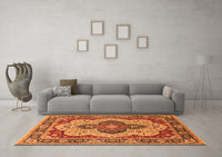 Machine Washable Oriental Orange Industrial Rug, wshurb1129org