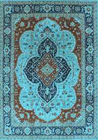 Oriental Light Blue Industrial Rug, urb1130lblu