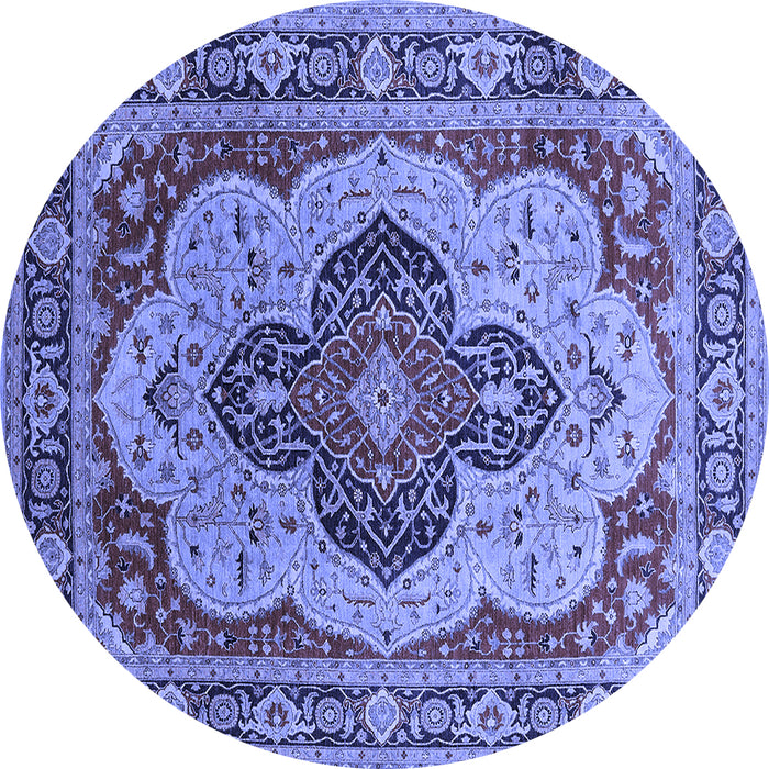 Round Oriental Blue Industrial Rug, urb1130blu