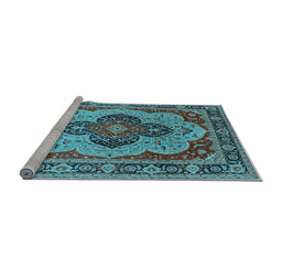 Sideview of Machine Washable Oriental Light Blue Industrial Rug, wshurb1130lblu