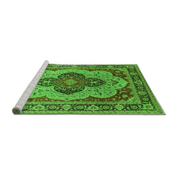 Sideview of Machine Washable Oriental Green Industrial Area Rugs, wshurb1130grn