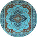 Round Oriental Light Blue Industrial Rug, urb1130lblu