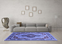 Machine Washable Oriental Blue Industrial Rug, wshurb1130blu