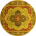 Round Oriental Yellow Industrial Rug, urb1130yw