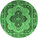 Round Oriental Emerald Green Industrial Rug, urb1130emgrn