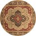 Round Oriental Brown Industrial Rug, urb1130brn