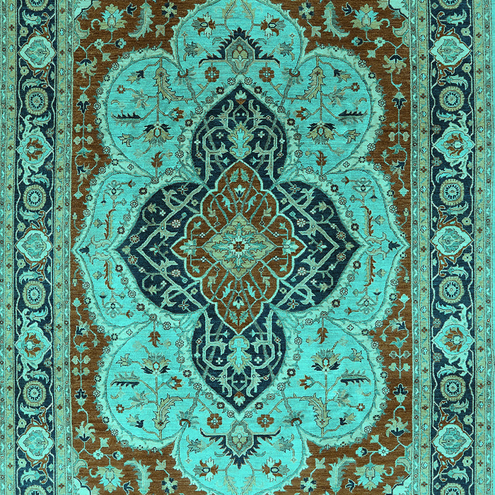 Machine Washable Oriental Turquoise Industrial Area Rugs, wshurb1130turq