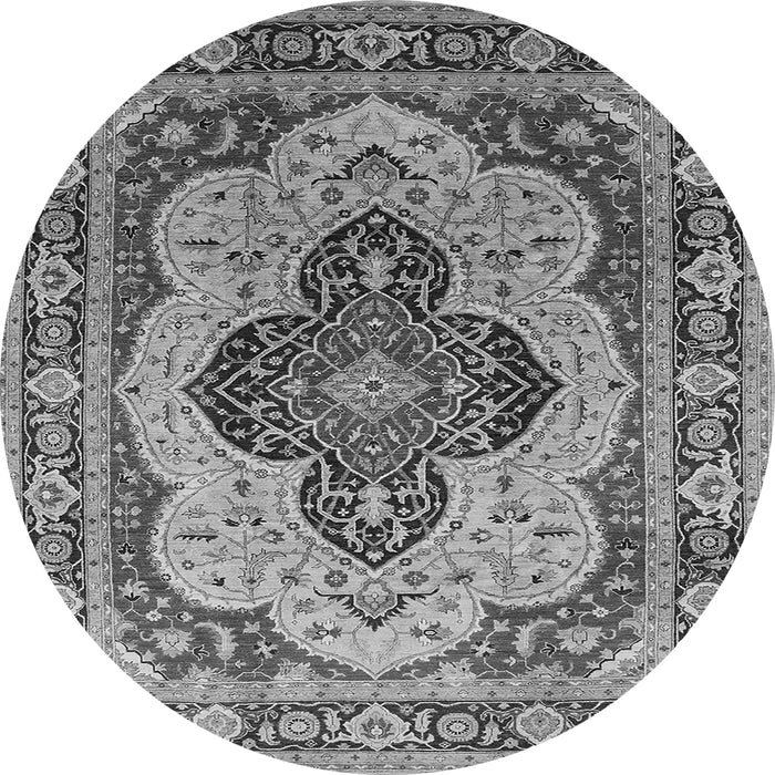 Round Machine Washable Oriental Gray Industrial Rug, wshurb1130gry