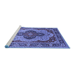 Sideview of Machine Washable Oriental Blue Industrial Rug, wshurb1130blu
