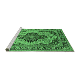 Sideview of Machine Washable Oriental Emerald Green Industrial Area Rugs, wshurb1130emgrn