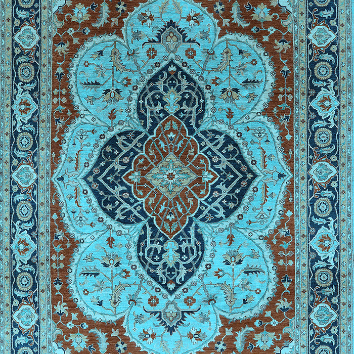 Machine Washable Oriental Light Blue Industrial Rug, wshurb1130lblu