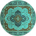 Round Oriental Turquoise Industrial Rug, urb1130turq