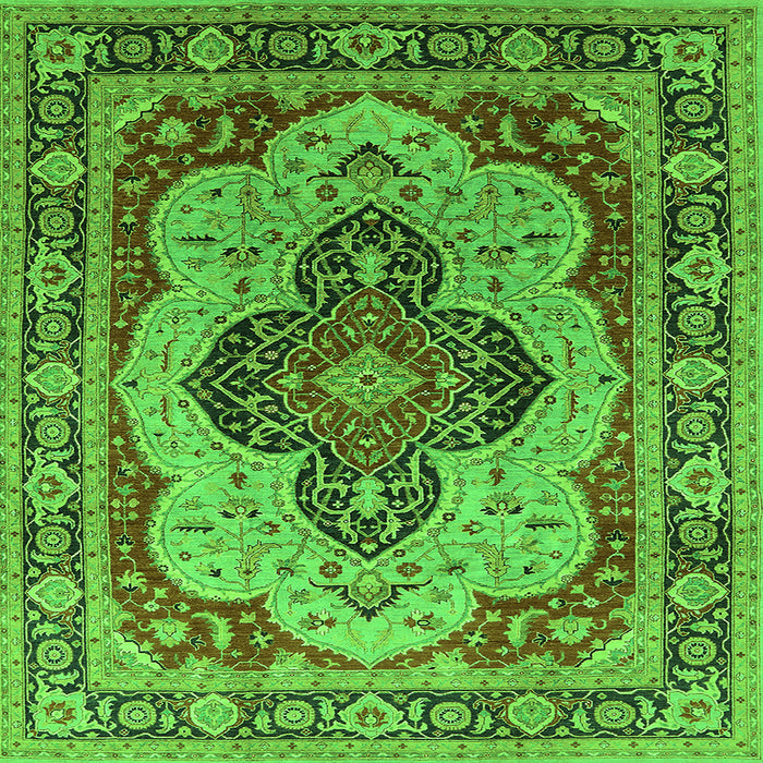 Square Machine Washable Oriental Green Industrial Area Rugs, wshurb1130grn