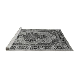 Sideview of Machine Washable Oriental Gray Industrial Rug, wshurb1130gry