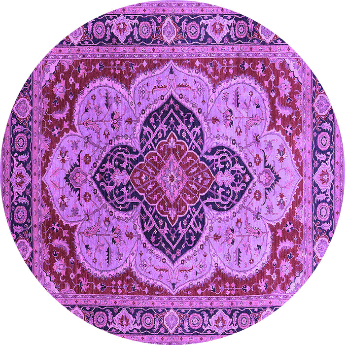 Round Machine Washable Oriental Purple Industrial Area Rugs, wshurb1130pur