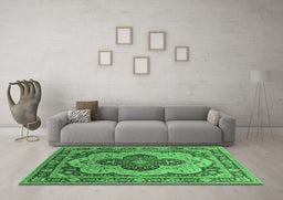 Machine Washable Oriental Emerald Green Industrial Area Rugs in a Living Room,, wshurb1130emgrn
