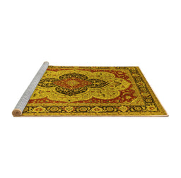 Sideview of Machine Washable Oriental Yellow Industrial Rug, wshurb1130yw