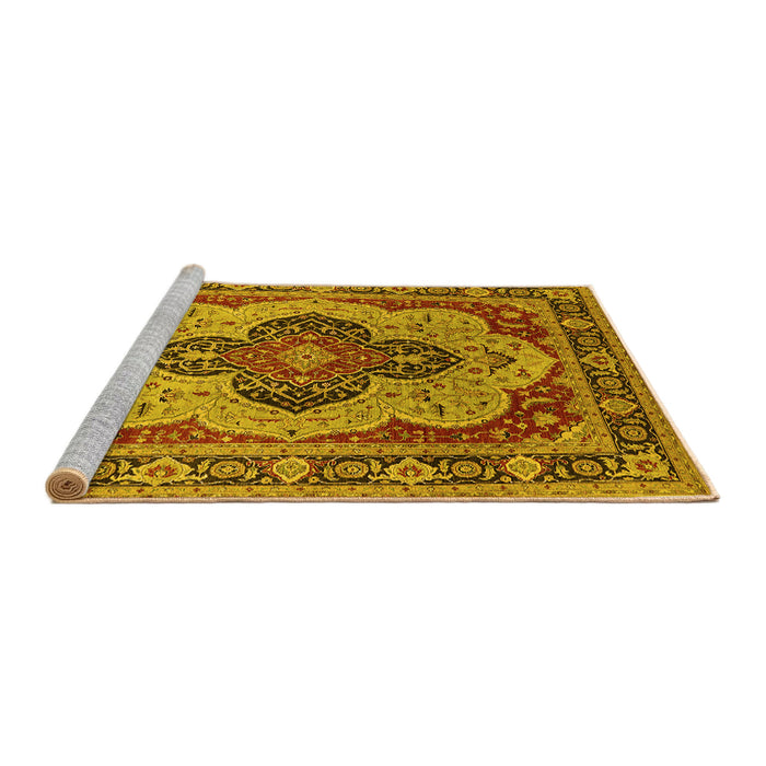 Sideview of Machine Washable Oriental Yellow Industrial Rug, wshurb1130yw