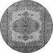 Round Machine Washable Oriental Gray Industrial Rug, wshurb1131gry