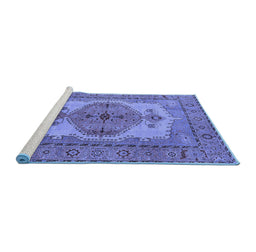 Sideview of Machine Washable Oriental Blue Industrial Rug, wshurb1131blu