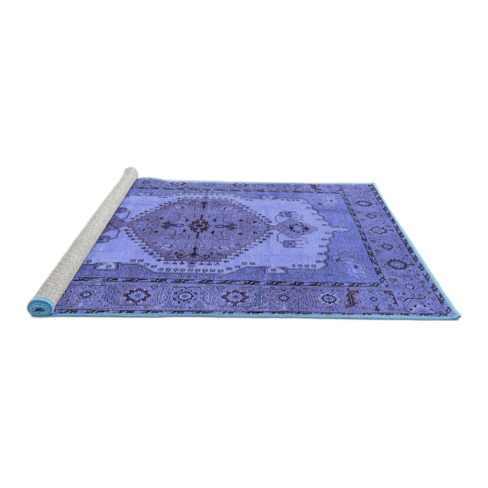 Sideview of Machine Washable Oriental Blue Industrial Rug, wshurb1131blu