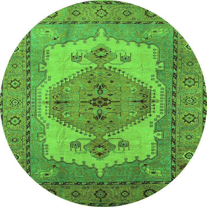 Round Oriental Green Industrial Rug, urb1131grn