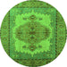 Round Oriental Green Industrial Rug, urb1131grn